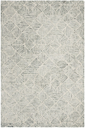 Safavieh Abstract Hand-Tufted 6X8 Wool Rug In Green Ivory — Modern Geometric Abstract, Plush 1/2" Pile Durability ABT763Y-68
