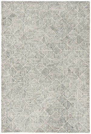 Safavieh Abstract Hand-Tufted 6X8 Wool Rug In Green Ivory — Modern Geometric Abstract, Plush 1/2" Pile Durability ABT763Y-68