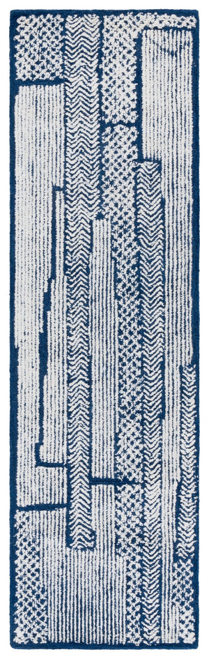 Safavieh Abstract Handcrafted Area Rug - Luxurious Wool Pile, Modern Design For Elegant Home Decor And Comfort Ivory ,Navy Wool Pile Abt776a-6