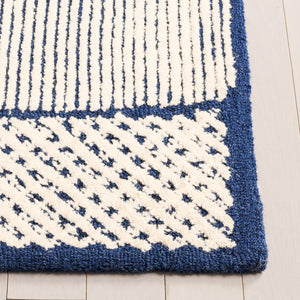 Safavieh Abstract Elegant Hand-tufted Runner Rug In Luxurious Wool Pile, Perfect For Modern Home Decor Ivory ,Navy Wool Pile Abt776a-5