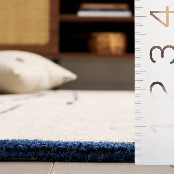 Safavieh Abstract Elegant Hand-tufted Runner Rug In Luxurious Wool Pile, Perfect For Modern Home Decor Ivory ,Navy Wool Pile Abt776a-5