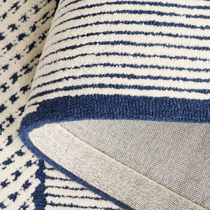 Safavieh Abstract Handcrafted Area Rug - Luxurious Wool Pile, Modern Design For Elegant Home Decor And Comfort Ivory ,Navy Wool Pile Abt776a-6