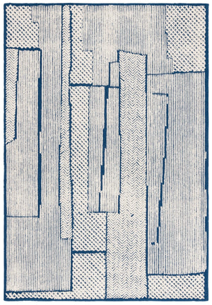 Safavieh Abstract Elegant Hand-tufted Runner Rug In Luxurious Wool Pile, Perfect For Modern Home Decor Ivory ,Navy Wool Pile Abt776a-5