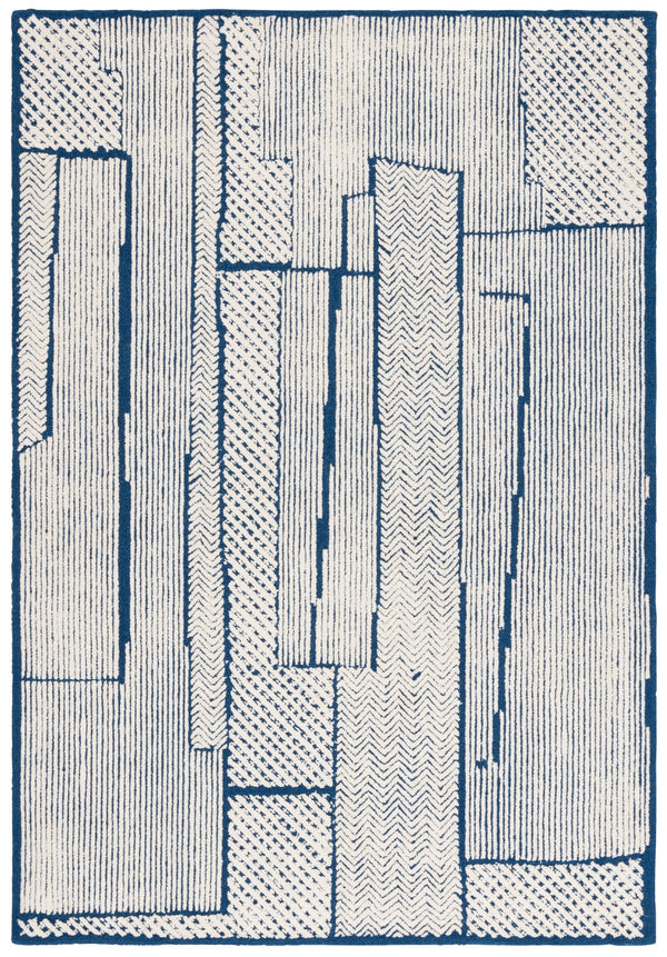 Safavieh Abstract Handcrafted Area Rug - Luxurious Wool Pile, Modern Design For Elegant Home Decor And Comfort Ivory ,Navy Wool Pile Abt776a-6