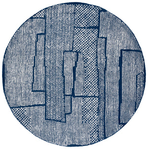 Safavieh Abstract Elegant Hand-tufted Runner Rug In Luxurious Wool Pile, Perfect For Modern Home Decor Ivory ,Navy Wool Pile Abt776a-6r