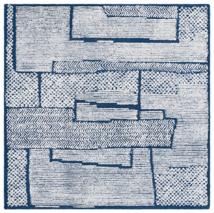 Safavieh Abstract Handcrafted Area Rug - Luxurious Wool Pile, Modern Design For Elegant Home Decor And Comfort Ivory ,Navy Wool Pile Abt776a-6