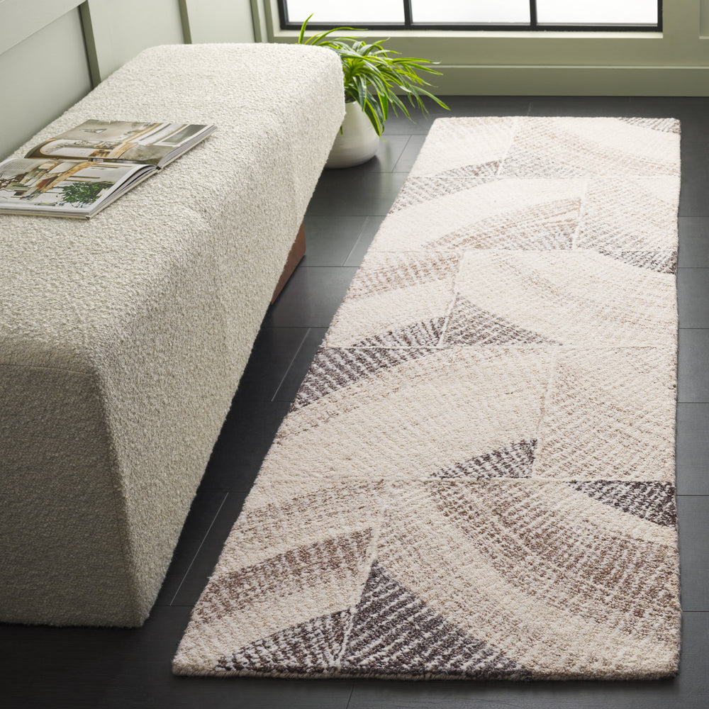 Safavieh Abstract Modern Area Rug - Hand-tufted Wool With Earthy Tones For Stylish Home Décor & Comfort Ivory ,Brown Wool Pile Abt778a-6