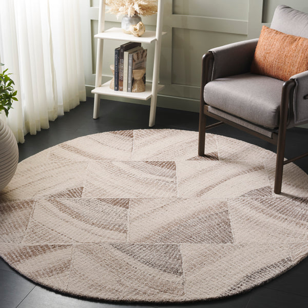 Safavieh Abstract Modern Area Rug - Hand-tufted Wool With Earthy Tones For Stylish Home Décor & Comfort Ivory ,Brown Wool Pile Abt778a-6