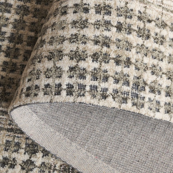 Safavieh Abstract Hand Tufted Wool Cotton Runner Geometric Hallway Rug in Warm Grey Tones Beige 5'-0" x 8'-0" ABT927B-5