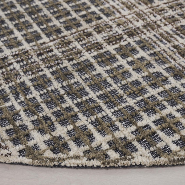 Safavieh Abstract Hand Tufted Wool Cotton Runner Geometric Hallway Rug in Warm Grey Tones Beige 6'-0" x 6'-0" - R ABT927B-6R