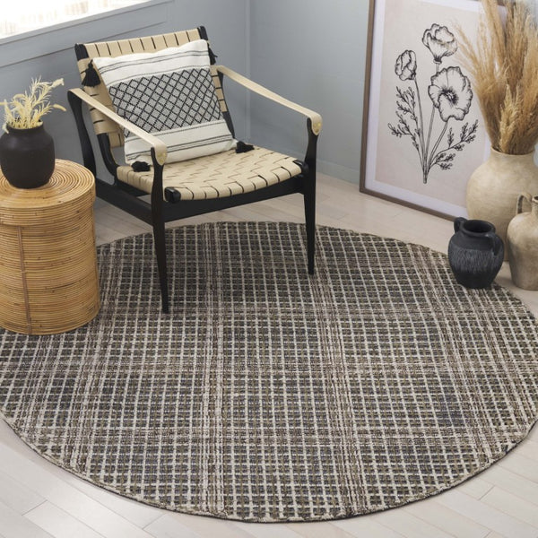 Safavieh Abstract Hand Tufted Wool Cotton Runner Geometric Hallway Rug in Warm Grey Tones Beige 6'-0" x 6'-0" - R ABT927B-6R