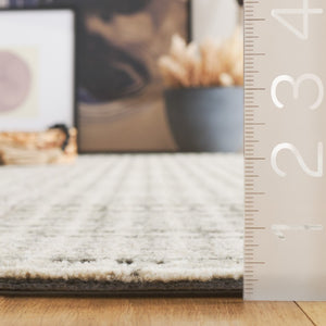 Safavieh Abstract Hand Tufted Wool Cotton Runner Geometric Hallway Rug in Warm Grey Tones Beige 6'-0" x 6'-0" - SQ ABT927B-6SQ