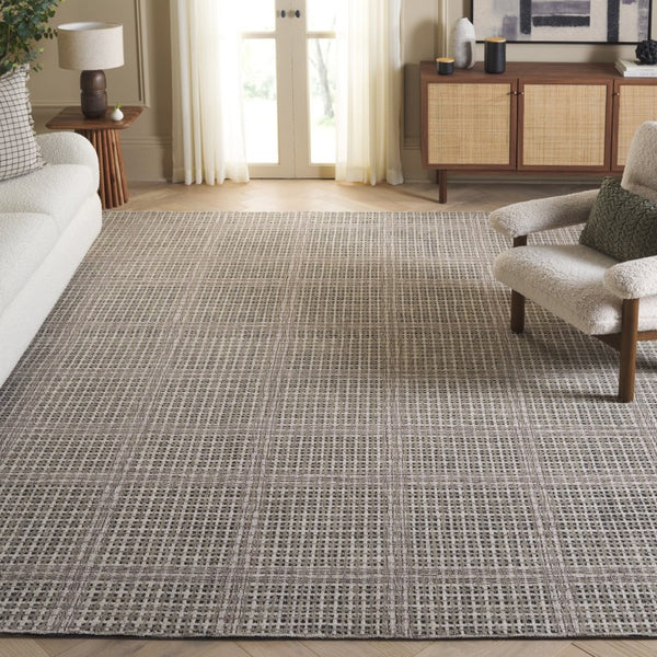 Safavieh Abstract Hand Tufted Wool Cotton Runner Geometric Hallway Rug in Warm Grey Tones Beige 8'-0" x 10'-0" ABT927B-8