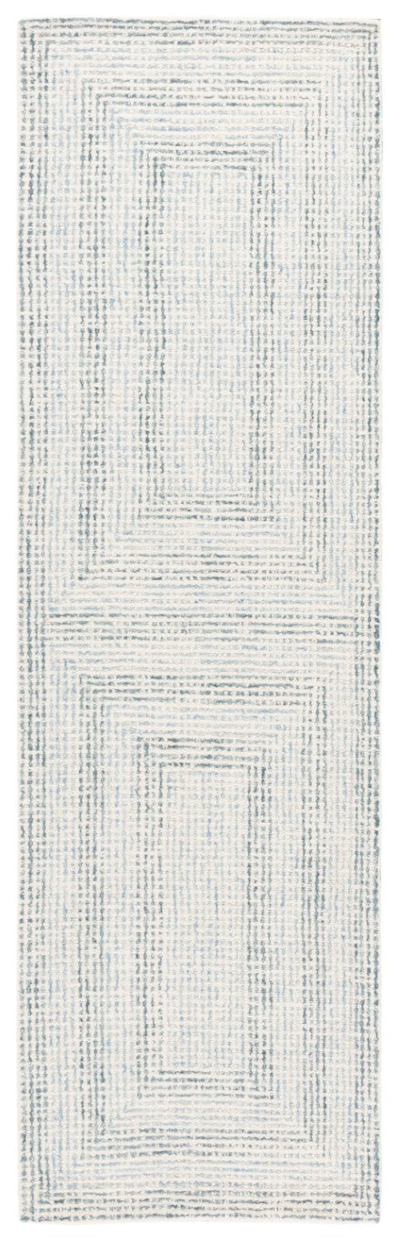 Safavieh Abstract Hand Tufted Wool Cotton Runner Rug with Geometric Ivory Blue Pattern for Hallways 2'-3" x 8'-0" ABT928M-28