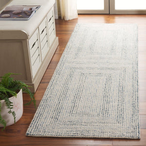 Safavieh Abstract Hand Tufted Wool Cotton Runner Rug with Geometric Ivory Blue Pattern for Hallways 2'-3" x 8'-0" ABT928M-28