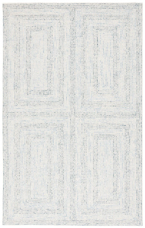 Safavieh Abstract Hand Tufted Wool Cotton Runner Rug with Geometric Ivory Blue Pattern for Hallways 5'-0" x 8'-0" ABT928M-5