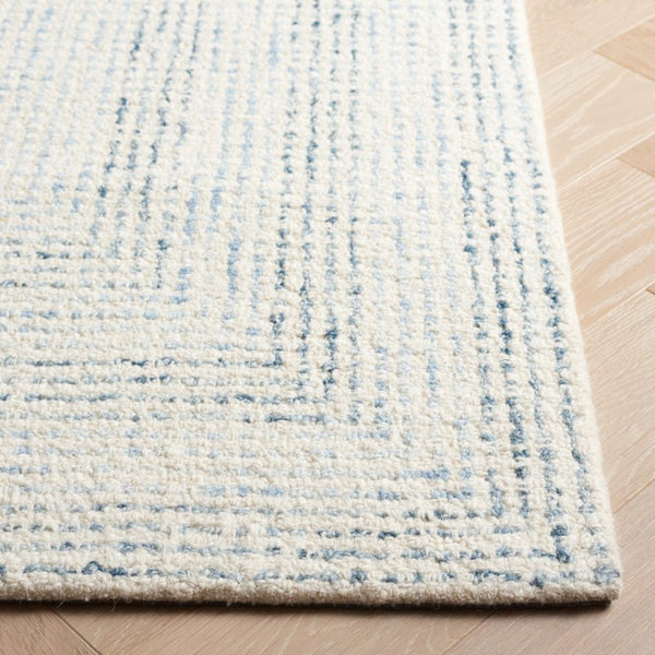 Safavieh Abstract Hand Tufted Wool Cotton Runner Rug with Geometric Ivory Blue Pattern for Hallways 5'-0" x 8'-0" ABT928M-5