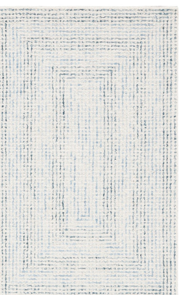 Safavieh Abstract Hand Tufted Wool Cotton Runner Rug with Geometric Ivory Blue Pattern for Hallways 5'-0" x 8'-0" ABT928M-5