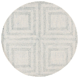 Safavieh Abstract Hand Tufted Wool Cotton Runner Rug with Geometric Ivory Blue Pattern for Hallways 6'-0" x 6'-0" - A ABT928M-6R