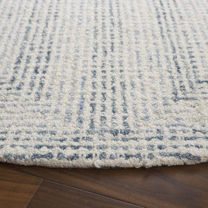 Safavieh Abstract Hand Tufted Wool Cotton Runner Rug with Geometric Ivory Blue Pattern for Hallways 6'-0" x 6'-0" - A ABT928M-6R