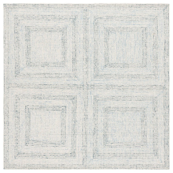 Safavieh Abstract Hand Tufted Wool Cotton Runner Rug with Geometric Ivory Blue Pattern for Hallways 6'-0" x 6'-0" - B ABT928M-6SQ