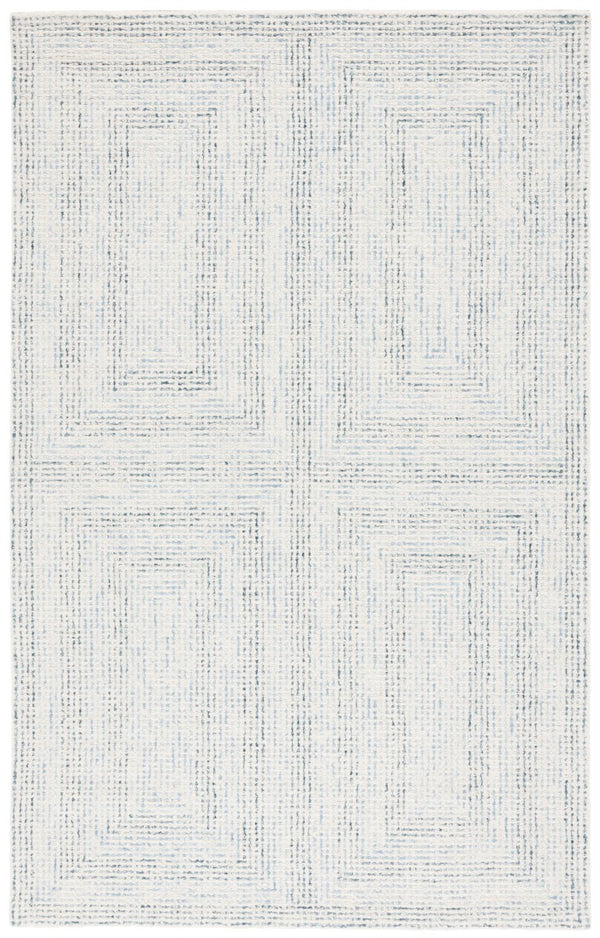 Safavieh Abstract Hand Tufted Wool Cotton Runner Rug with Geometric Ivory Blue Pattern for Hallways 6'-0" x 9'-0" ABT928M-6
