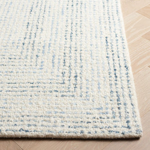 Safavieh Abstract Hand Tufted Wool Cotton Runner Rug with Geometric Ivory Blue Pattern for Hallways 6'-0" x 9'-0" ABT928M-6