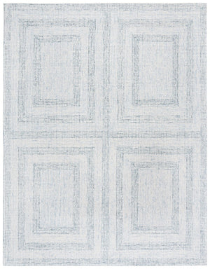 Safavieh Abstract Hand Tufted Wool Cotton Runner Rug with Geometric Ivory Blue Pattern for Hallways 8'-0" x 10'-0" ABT928M-8