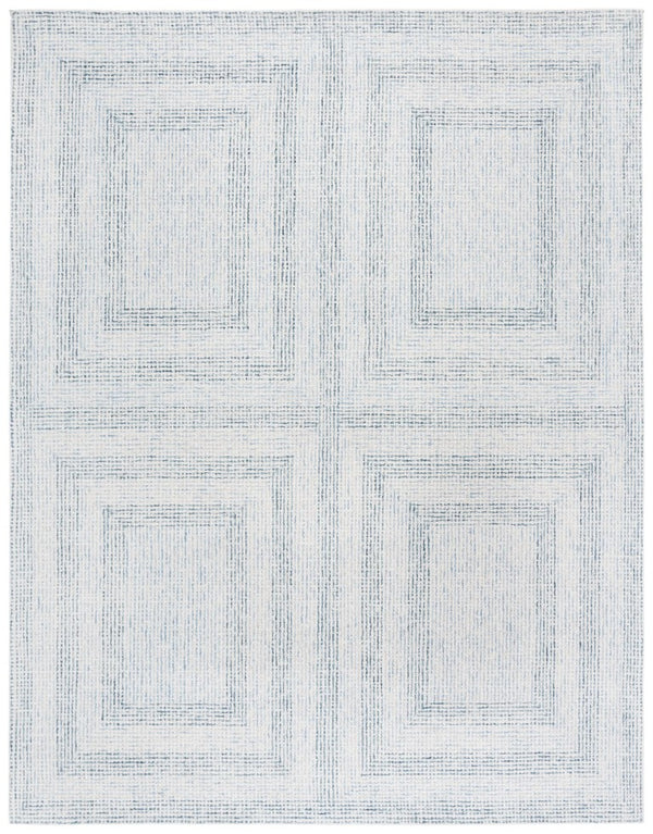 Safavieh Abstract Hand Tufted Wool Cotton Runner Rug with Geometric Ivory Blue Pattern for Hallways 8'-0" x 10'-0" ABT928M-8