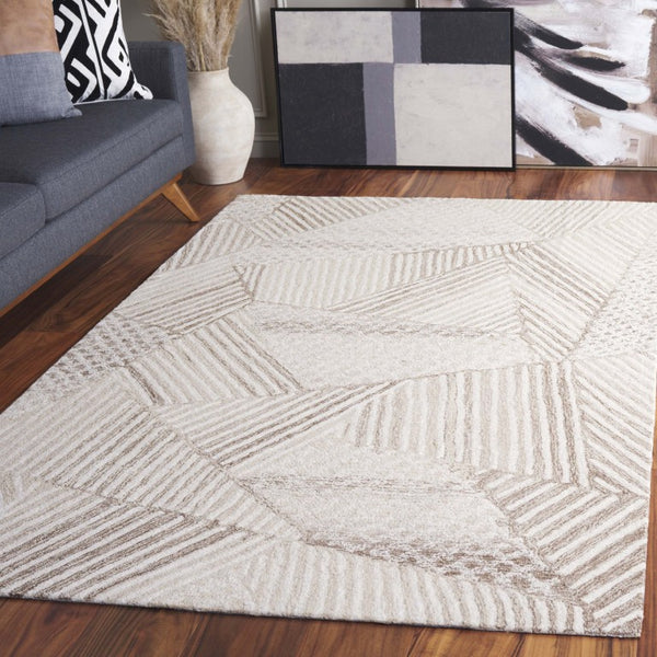 Safavieh Abstract Geometric Wool Cotton Runner Rug Hand Tufted Artisan Craft for Hallways 5'-0" x 8'-0" ABT929A-5
