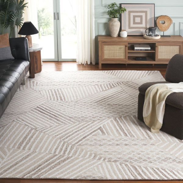 Safavieh Abstract Geometric Wool Cotton Runner Rug Hand Tufted Artisan Craft for Hallways 8'-0" x 10'-0" ABT929A-8