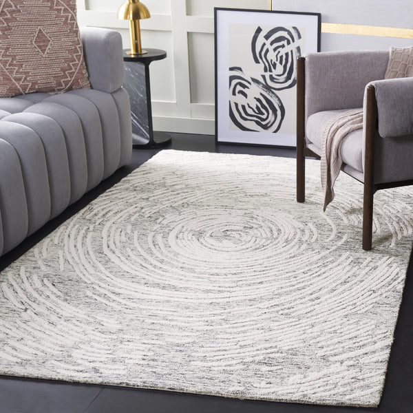 Safavieh Abstract Hand-tufted Wool Runner Rug - Modern Grey And Ivory Design For Elegant Hallways And Spaces Grey ,Ivory Wool Pile Abt931f-5