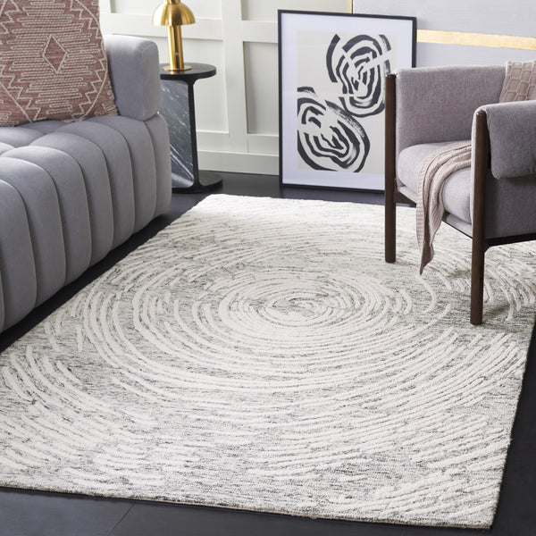 Safavieh Abstract Hand-tufted Wool Area Rug - Contemporary Elegance With Spiraling Pattern For Modern Spaces Grey ,Ivory Wool Pile Abt931f-4