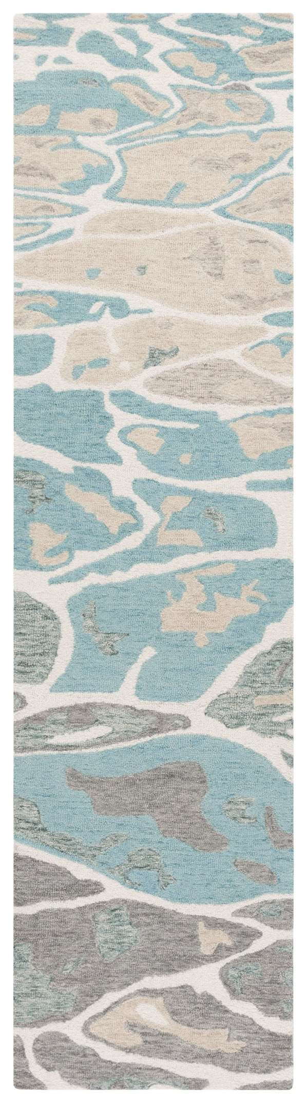 Safavieh Abstract Hand Tufted Wool Cotton Runner Rug - Elegant Abstract Design For Modern Home Decor Style Blue ,Ivory 80% Wool % 20% Cotton Abt975m-29