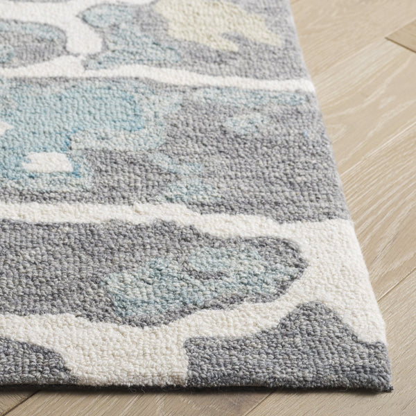 Safavieh Abstract Hand Tufted Wool Cotton Runner Rug - Elegant Abstract Design For Modern Home Decor Style Blue ,Ivory 80% Wool % 20% Cotton Abt975m-5