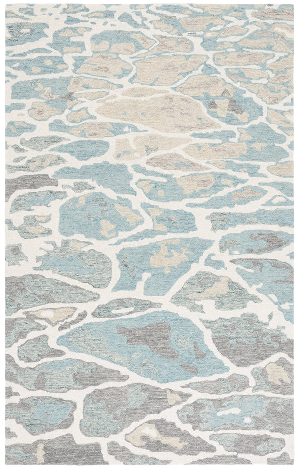 Safavieh Abstract Hand Tufted Wool Cotton Runner Rug - Elegant Abstract Design For Modern Home Decor Style Blue ,Ivory 80% Wool % 20% Cotton Abt975m-5