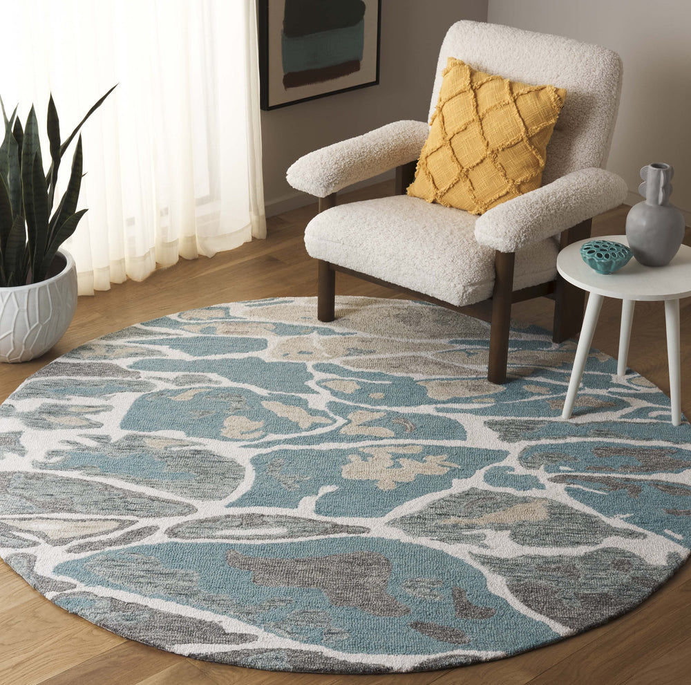 Safavieh Abstract Hand Tufted Wool Cotton Runner Rug - Elegant Abstract Design For Modern Home Decor Style Blue ,Ivory 80% Wool % 20% Cotton Abt975m-6r