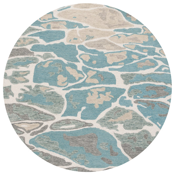 Safavieh Abstract Area Rug - Stunning Hand-tufted Design Enhances Any Space With Ocean-inspired Elegance Blue ,Ivory 80% Wool % 20% Cotton Abt975m-9