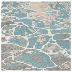 Safavieh Abstract Hand Tufted Wool Cotton Runner Rug - Elegant Abstract Design For Modern Home Decor Style Blue ,Ivory 80% Wool % 20% Cotton Abt975m-6sq