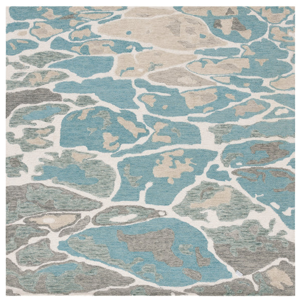 Safavieh Abstract Area Rug - Stunning Hand-tufted Design Enhances Any Space With Ocean-inspired Elegance Blue ,Ivory 80% Wool % 20% Cotton Abt975m-9