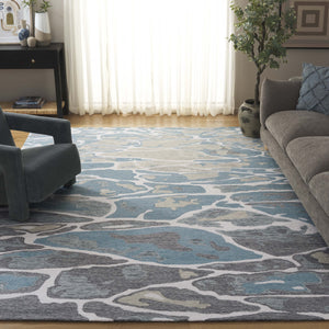 Safavieh Abstract Hand Tufted Wool Cotton Runner Rug - Elegant Abstract Design For Modern Home Decor Style Blue ,Ivory 80% Wool % 20% Cotton Abt975m-8