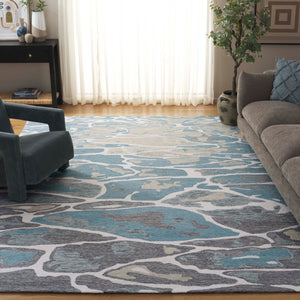 Safavieh Abstract Area Rug - Stunning Hand-tufted Design Enhances Any Space With Ocean-inspired Elegance Blue ,Ivory 80% Wool % 20% Cotton Abt975m-9