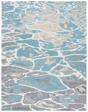 Safavieh Abstract Hand Tufted Wool Cotton Runner Rug - Elegant Abstract Design For Modern Home Decor Style Blue ,Ivory 80% Wool % 20% Cotton Abt975m-8