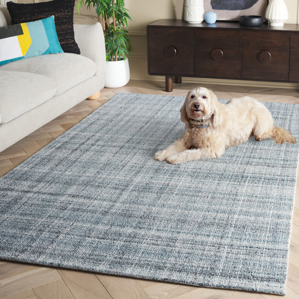 Safavieh Abstract Handcrafted Area Rug - Eco-friendly, Plush Texture, Modern Design For Stylish Home Decor Aqua ,Grey 80% Pet,20% Cotton Abt976j-4