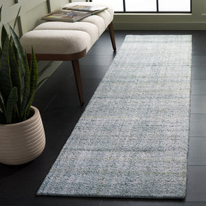 Safavieh Abstract Elegant Handcrafted Runner Rug In Luxurious Aqua And Grey Tones For Modern Home Décor Light Green ,Ivory 80% Pet,20% Cotton Abt976y-29