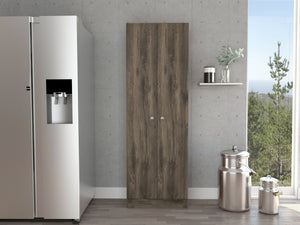 English Elm Multistorage Slim Pantry Cabinet with Five Adjustable Shelves and Double Doors for Organized Kitchens Multicolor 78 L x 17.3 W x 5.1 H B07092038