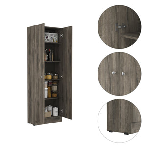 English Elm Multistorage Slim Pantry Cabinet with Five Adjustable Shelves and Double Doors for Organized Kitchens Multicolor 78 L x 17.3 W x 5.1 H B07092038