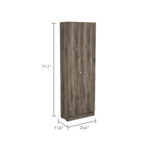 English Elm Multistorage Slim Pantry Cabinet with Five Adjustable Shelves and Double Doors for Organized Kitchens Multicolor 78 L x 17.3 W x 5.1 H B07092038