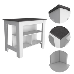 English Elm Cala Kitchen island with wide prep surface, spacious leg room and three open shelves for storage Multicolor 45.3 L x 32.7 W x 4.7 H B07092011