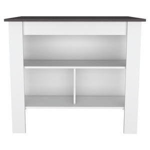 English Elm Cala Kitchen island with wide prep top, stool-friendly legroom and three open shelves for storage and organization Multicolor 45.3 L x 32.7 W x 4.7 H B20092011